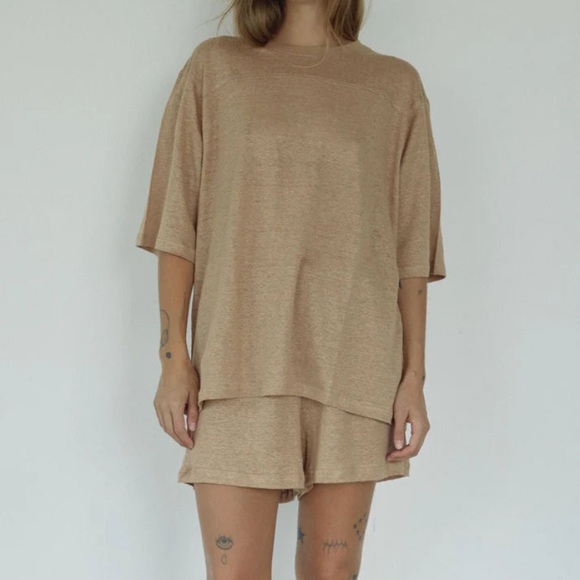 Boheme Goods Tops - Boheme Goods Linen Tee Tan M/L